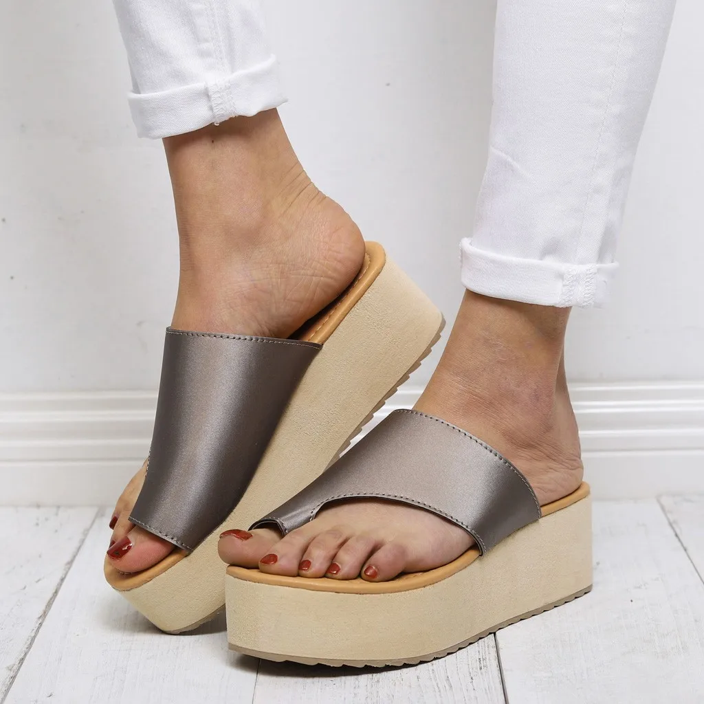 SAGACE Platform Wedges Slippers Women Plus Size Flip Flops Open-toed Fish Mouth Slipper Summer Beach Shoes Heel | Обувь
