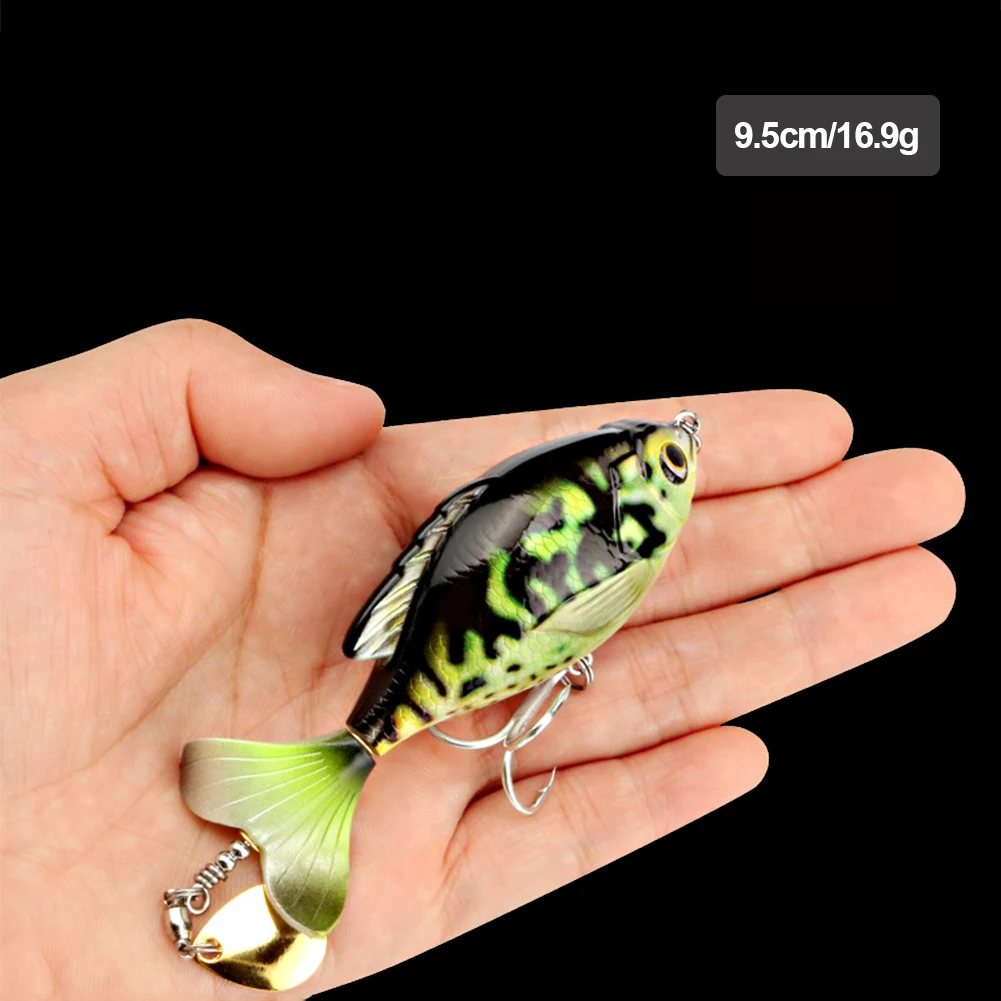 

9.5cm 16.9g Rotate Tail Popper Lure Topwater Wobble Fishing Lures Fishing Tackle Fishing Wobble Hard Bait Swimbait 3D Eyes