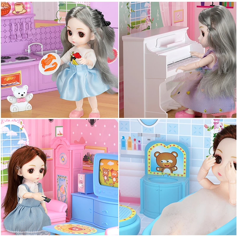 Большой кукольный домик сделай сам для детей Барби кровать диван стол кукольная