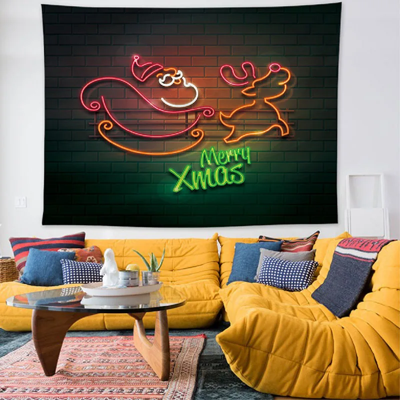 

Christmas Decoration Wall Hanging Tapestry Blanket Yoga Pad Sleeping Carpet Festival Home Room Decor Xmas Travel Camping Mat