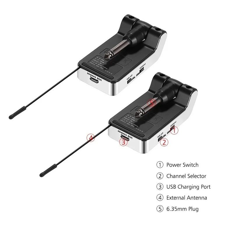

T3R3 UHF Rechargeable Guitar Wireless System Electric Guitar Bass o Transmitter Receiver 4 Channels