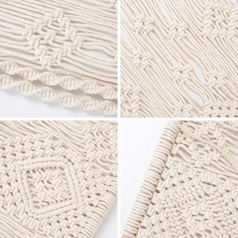 Hand-woven Tapestry Shelf Boho Style Hanging Room Wall Decorative for Storing DIY Tassel Lace | Дом и сад