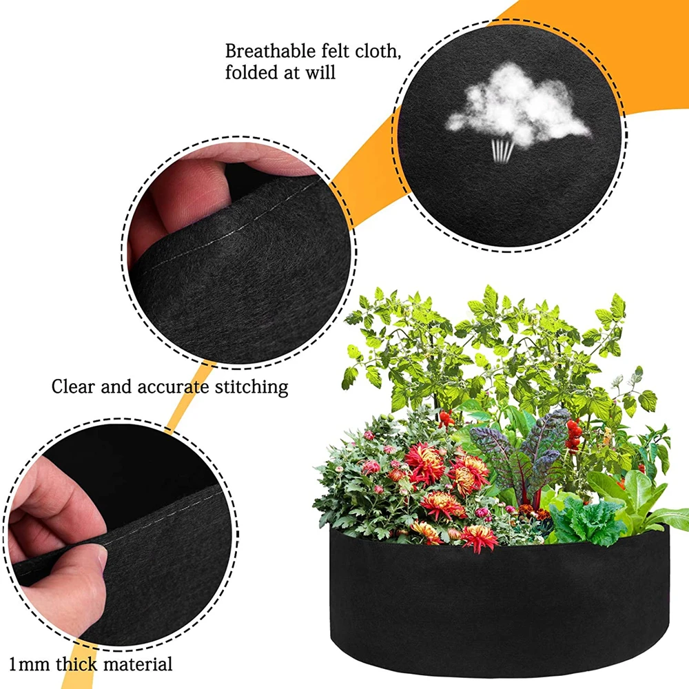 

10/40/50/100 Gallons Fabric Garden Raised Bed Round Planting Container Grow Bags Fabric Planter Pot For Plants Nursery Pot