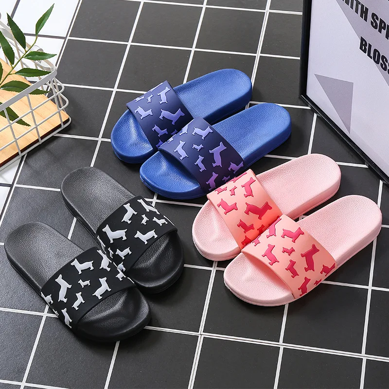 

2020 Summer Couple Indoor PVC Home Hotel Sandals & Slippers Women Cartoon Puppy Summer Non-slip Bathroom Home Slippers TUX122