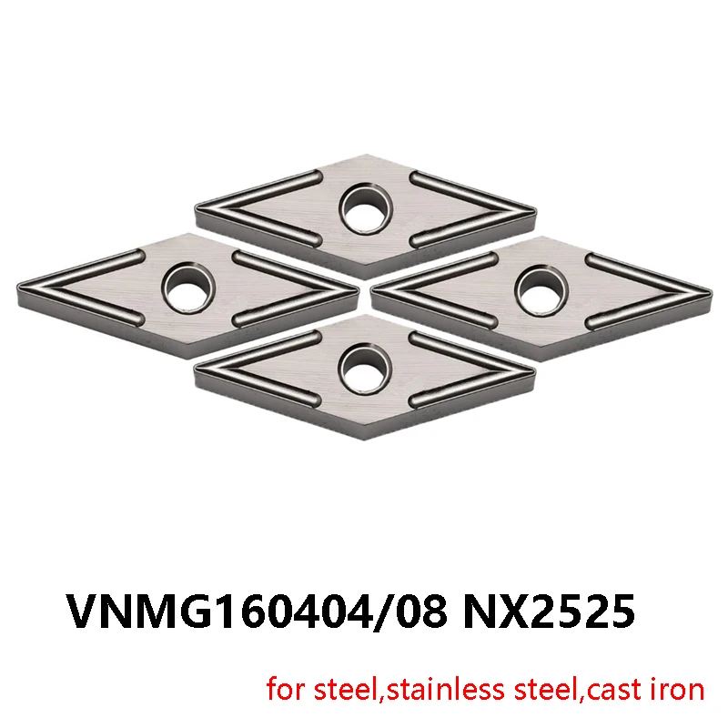 Inserções de Carboneto 160408 para Aço Originais Vnmg 160404 Inoxidável Ferro Fundido Cnc Ferramenta Torno Vnmg160404 Vnmg160408 Nx2525
