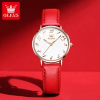 olevs new fashion luxury ladies explosive simple watch diamond white dial leather strap waterproof women quartz watches 5870