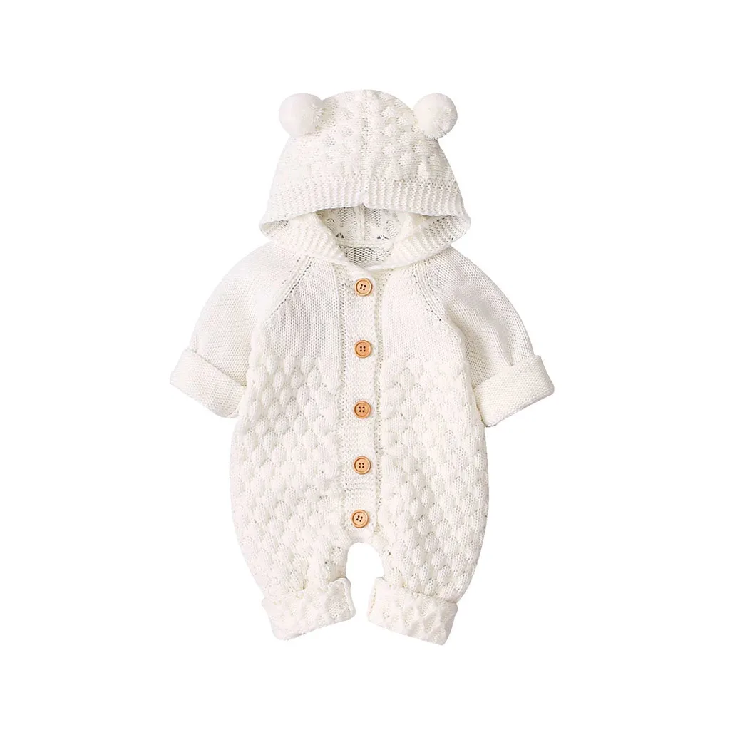 SAGACE Детский комбинезон зимние брюки INS для маленьких девочек и мальчиков трикотажная верхняя одежда с капюшоном боди для новорожденного, для младенца, однотонные повседневные Комбинезон на кнопках для малышей, комплект одежды