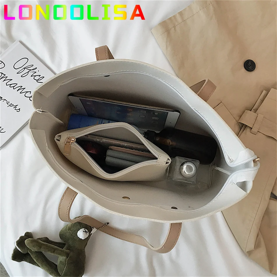 

Gray Blue Makeup Storage Wearable PU Shoulder Bag Lady Handle Tote Shopper Class Commuter Purse Niche Design Fresh Sac Wallet
