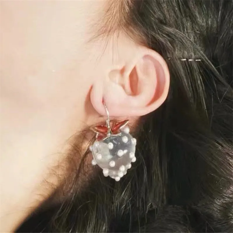 

1PC Resin DangleEarrings For Women Girls Cute Glass Fruit Strawberry Earring Jewelry Gift Summer Accessories Bijoux Femme