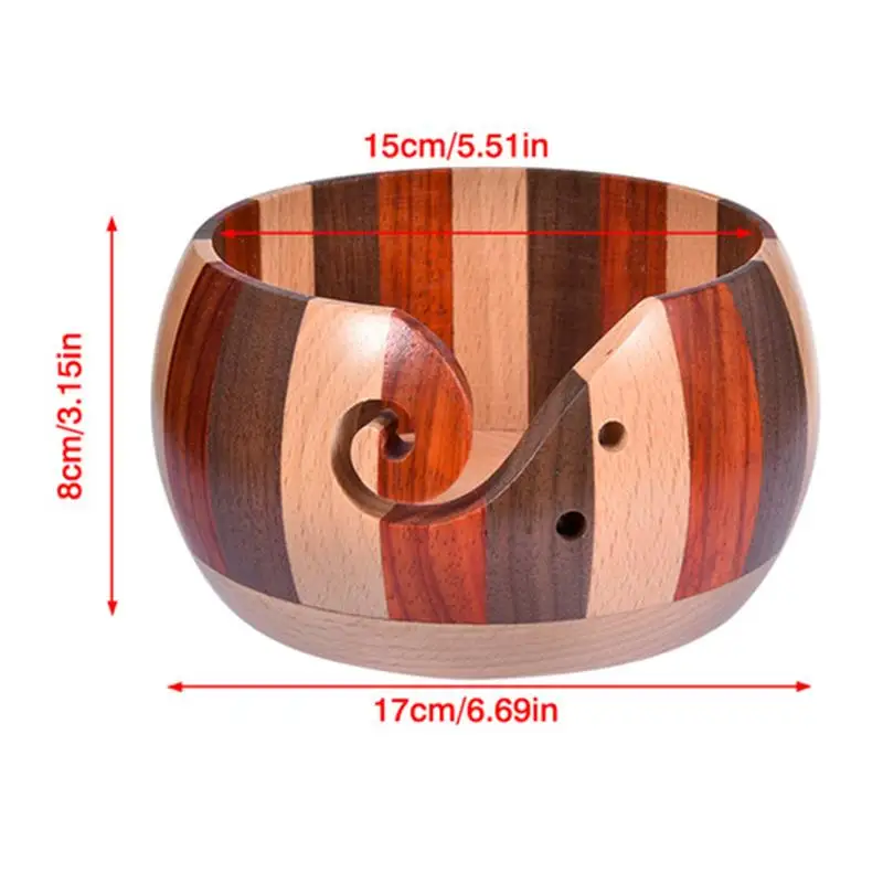 

Wooden Yarn Bowl Premium Round Wool Storage Knitted Crocheted Wool Holder Yarn Storage Bowl Organizer Sewing Tools