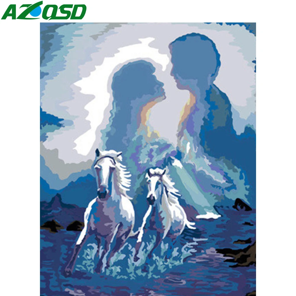 AZQSD Unframe картина маслом по номерам с изображением животных для Гостиная домашний
