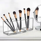 Прозрачная коробка для хранения косметических кистей с 3 отверстиями, акриловый держатель для помад, прочная коробка для ювелирных изделий, контейнер, органайзеры для макияжа