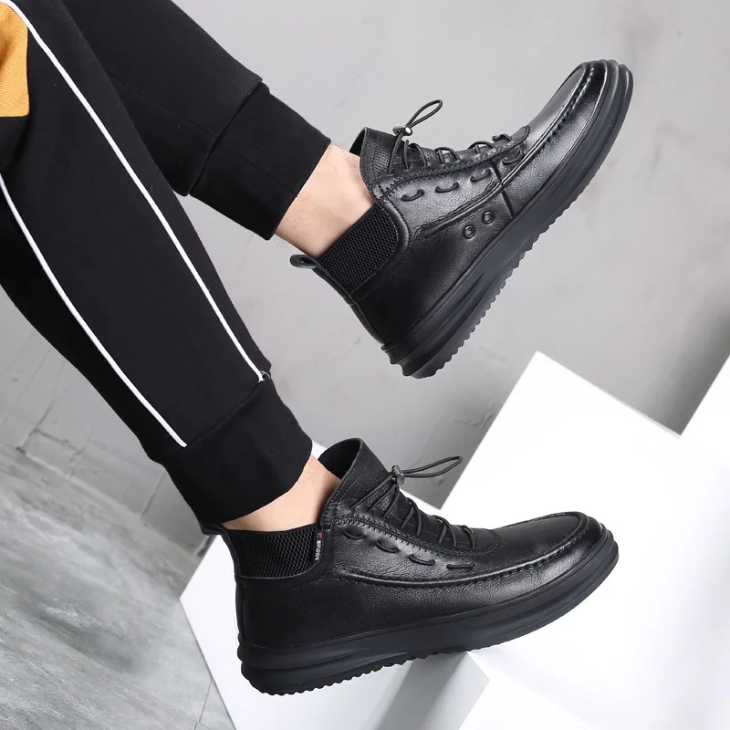 

Men Snow Boots Winter Comfort Lace Up Sneakers Men Causal Shoes High Top Ankle Boots Male Black Luxury Shoes 2021 Trend