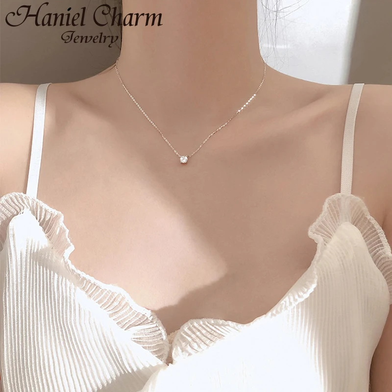 

2021 Trendy 925 Sterling Silver O-Chain Necklace 0.3cm/0.4cm/0.5cm Zircon Necklace For Women Gift Summer Fashion Jewelry NK033