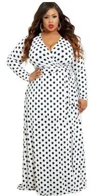 Длинное платье большого размера в горошек Пляжное Платье стиле бохо туника макси