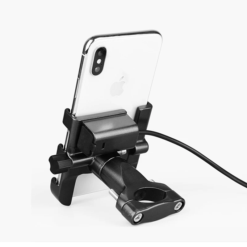 aluminum motorcycle bike phone holder stand with usb charger moto bicycle handlebar mirro cell phone gps bracket support mount free global shipping