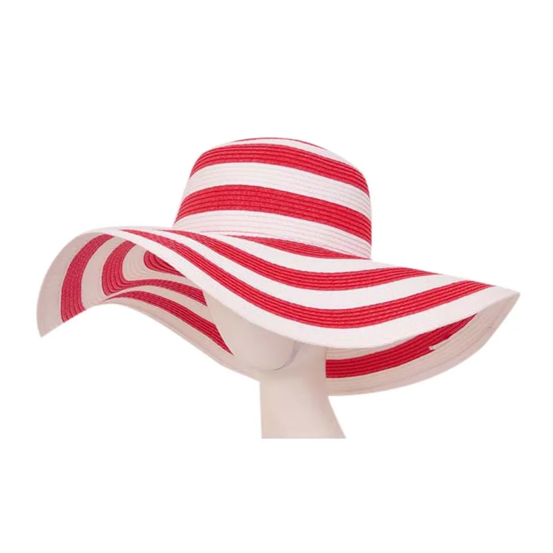 Striped Straw Hat Women's Beachwear Sun Big Brim Fashion Black White Women Beach 2018 New | Аксессуары для одежды