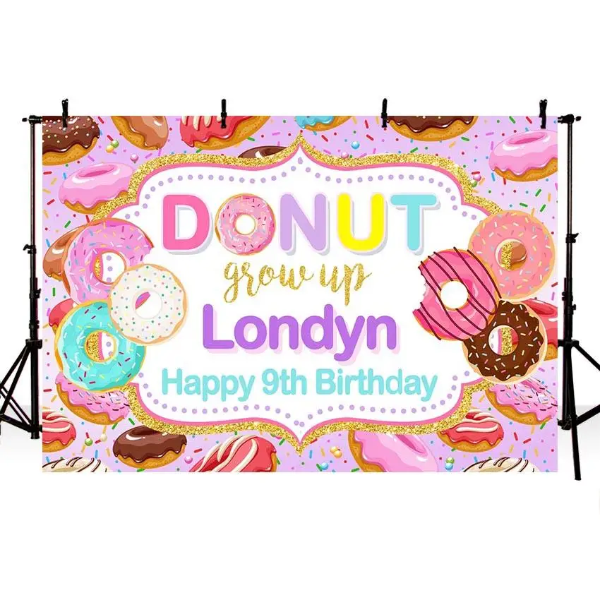 

Donut Grow Up Backdrop Sweet Birthday Party Sprinkles Birthday Photo Background For Children Birthday Decorations Supplies