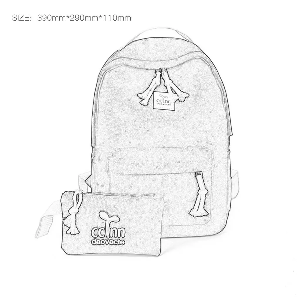 

2PCS/SET Fashionable Design Women Canvas Backpack Casual Teenage Girls Students School Bag Travel Shoulder Bag