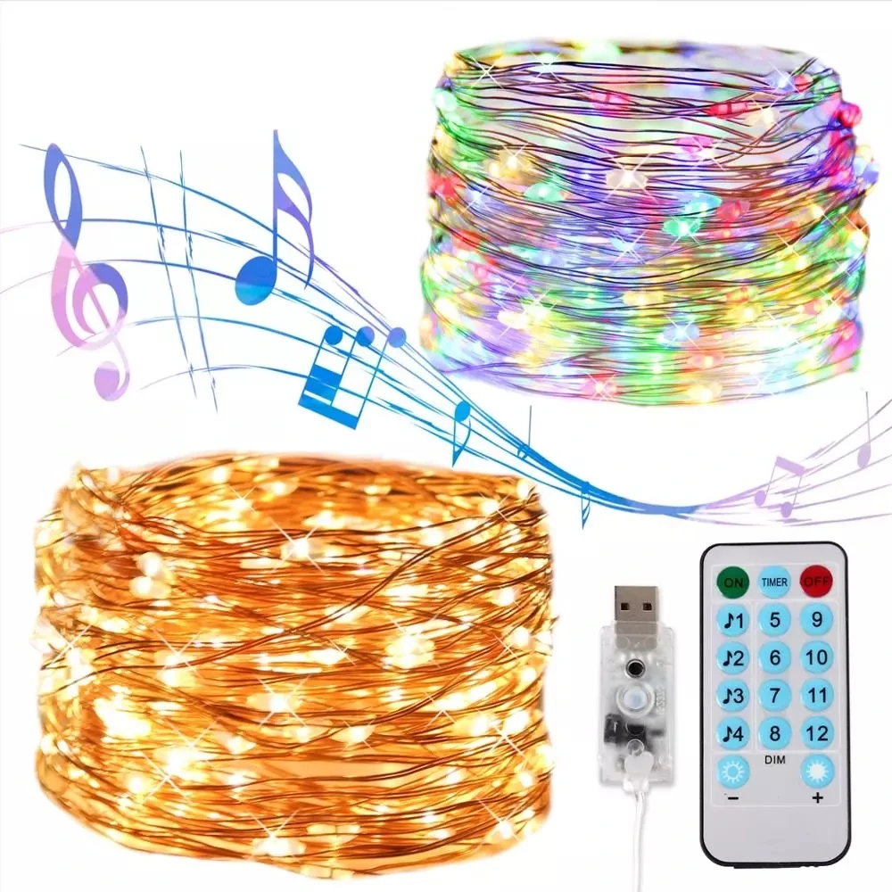 

USB Sound Activated LED Music String Light Christmas Decorations for Home Party LED String Lights Christmas Tree Lights Navidad