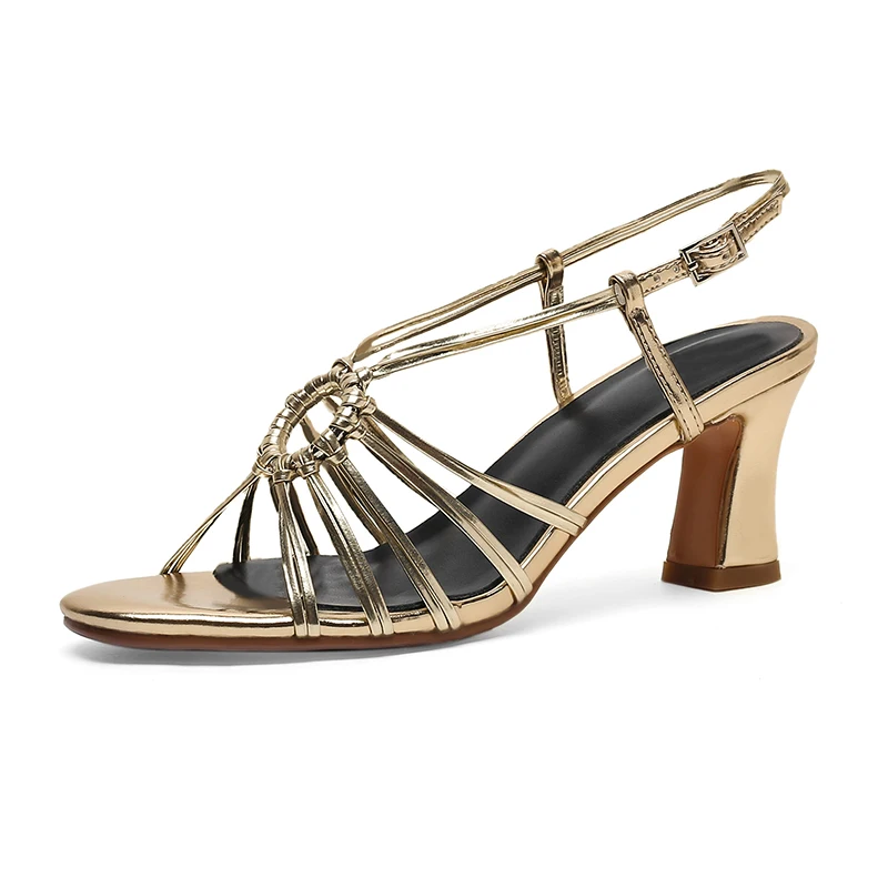 

Women Summer Ladies Glitter Genuine Leather Square Heel Shoes Female Casual Slingbacks Sandals Dance Party Square Heel Woman