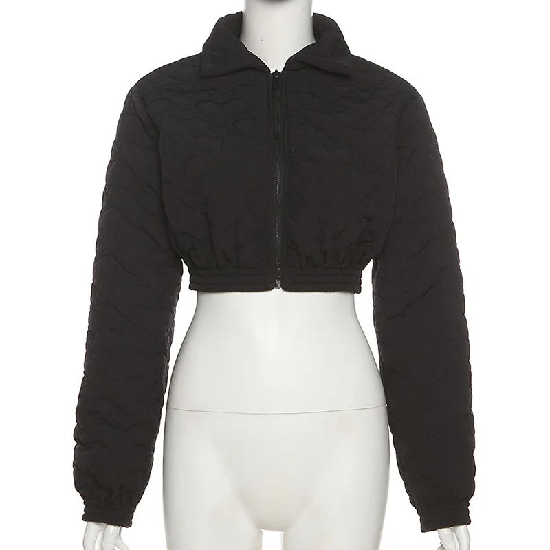 Adogirl Autumn Winter Short Jackets Fashion Long Sleeve Zipper Warm Cropped Jackets Women Bubble Coats Parkas Down Cropped Outer