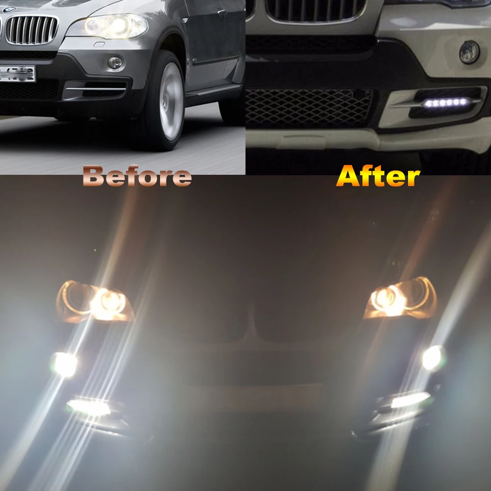 

Car styling 12V LED Daylight DRL Car LED Daytime Running Lights for BMW X5 E70 2007 2008 2009 2010 replace Fog Lamp Covers Hole