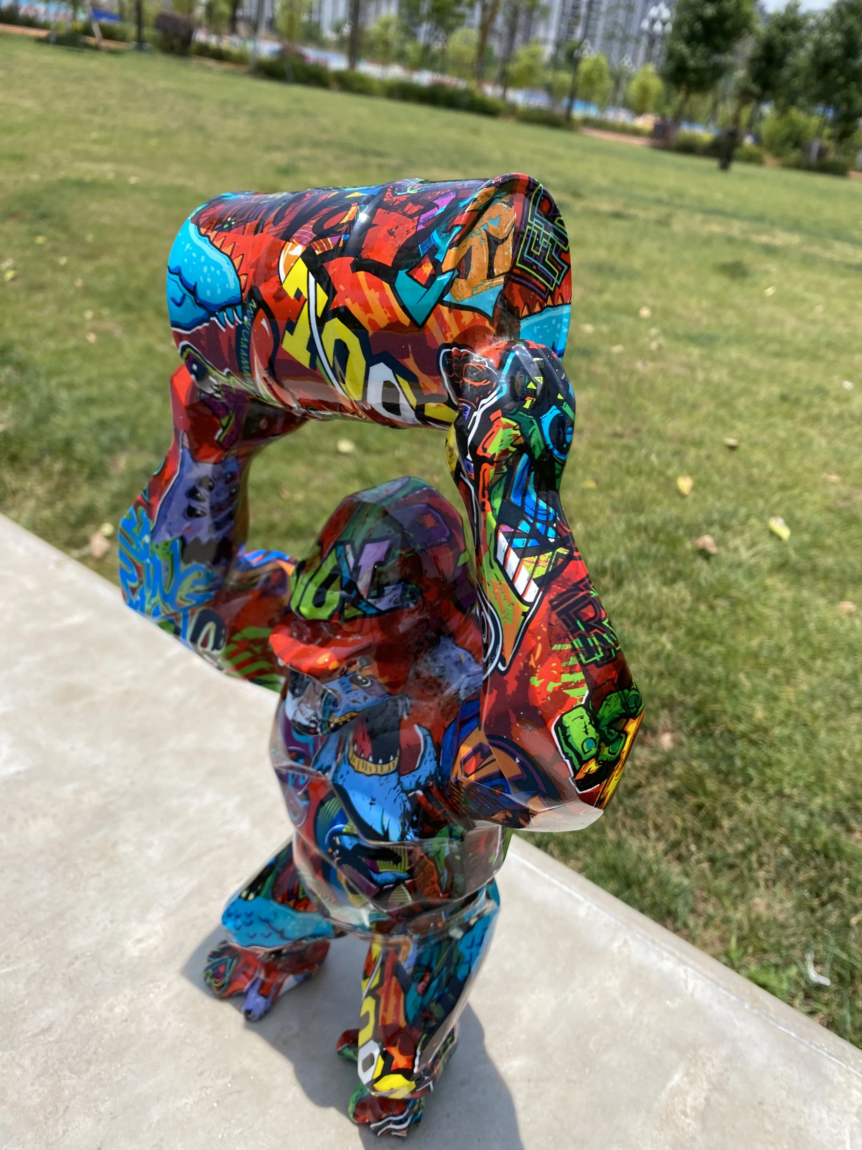 Estatua de escultura de King Kong Gorilla Monkey, arte de Graffiti grande, 40CM, reci&eacute;n llegado-1