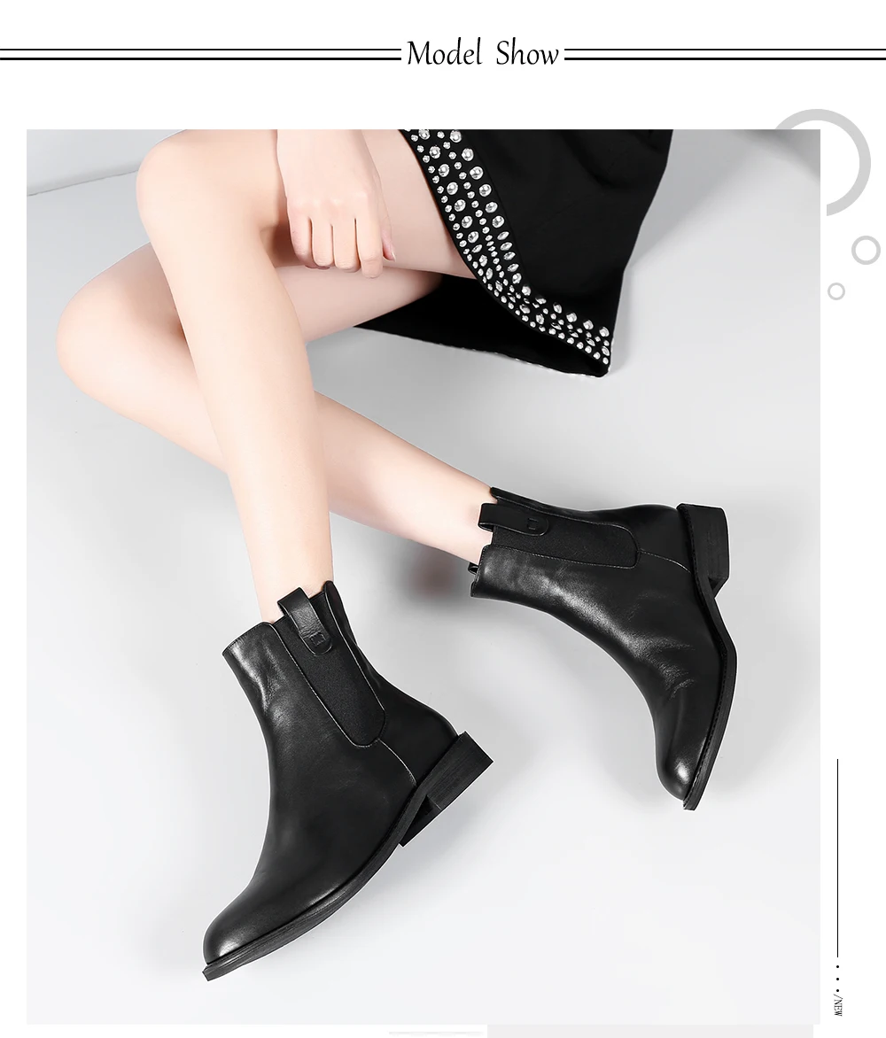 SOPHITINA Solid Women's Boots High Quality Genuine Leather Square Heel Comfortable Round Toe Shoes Special New Ankle Boots PO247