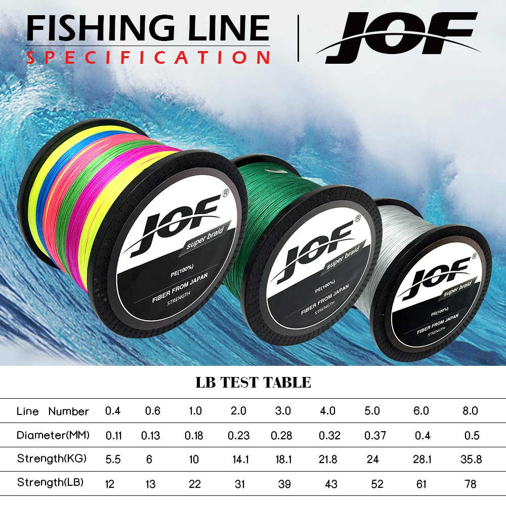 

JOF 100M 300M 500M 1000M PE Braided Fishing Line 8 Strands Strong Grey Fishing Line vissen Carp Fishing Saltwater