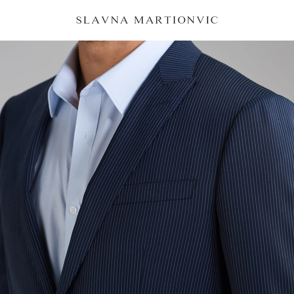 Slavna Martinovic темно-синий 100% шерсть деловой рабочий Повседневный тонкий мужской