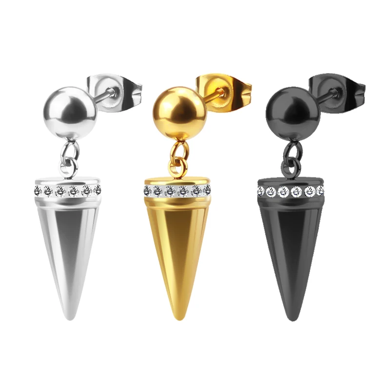 

1Pair GothAcrylic Gold Earrings Round Ear Tapers Zirconia Jewelry 2021 Women's Stud Earring Modern Man Jewelry Zircon Earrings