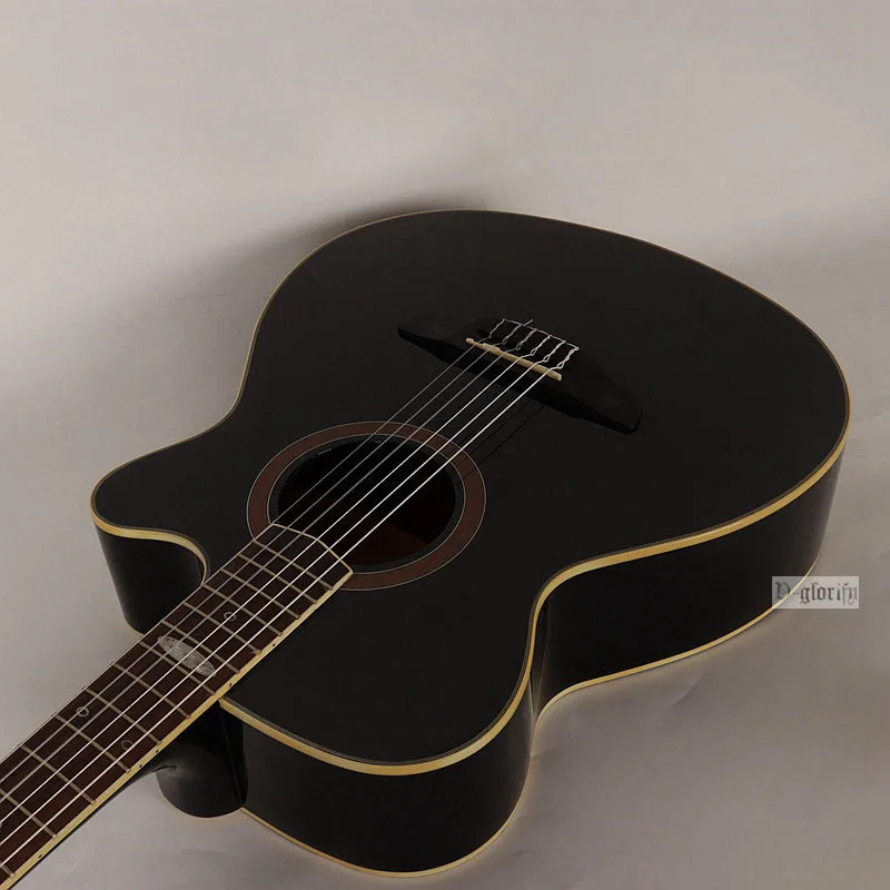 only guitar no EQ Черный цвет cutway для классической электрогитары 39 дюймов 20 ладов Глянцевая Классическая гитара с эквалайзером с бесплатной гиговой сумкой - Цвет: only guitar no EQ