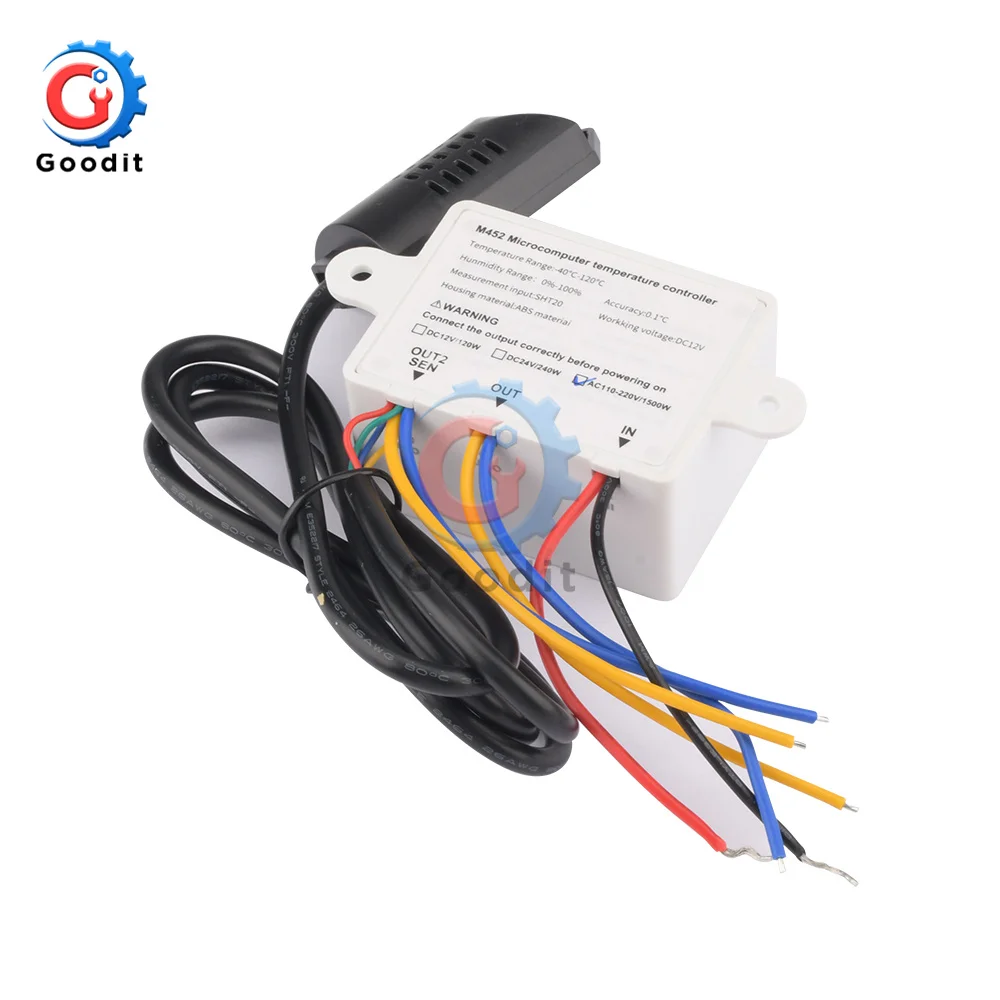 Цифровой светодиодный термостат M452 регулятор температуры и влажности 12 В