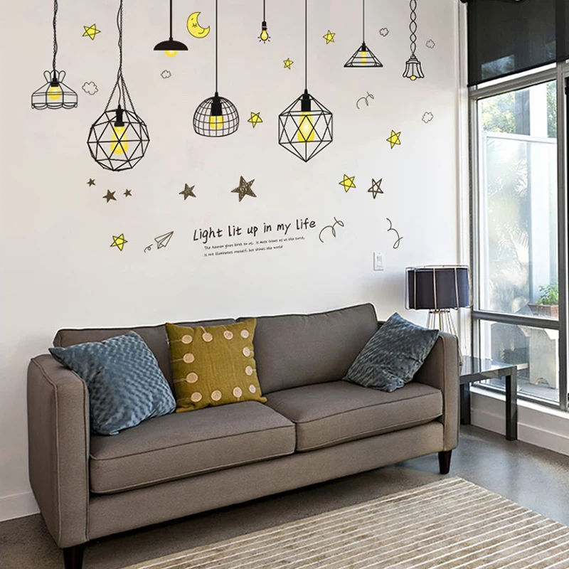 DIY геометрические настенные наклейки для люстры спальни гостиной детской