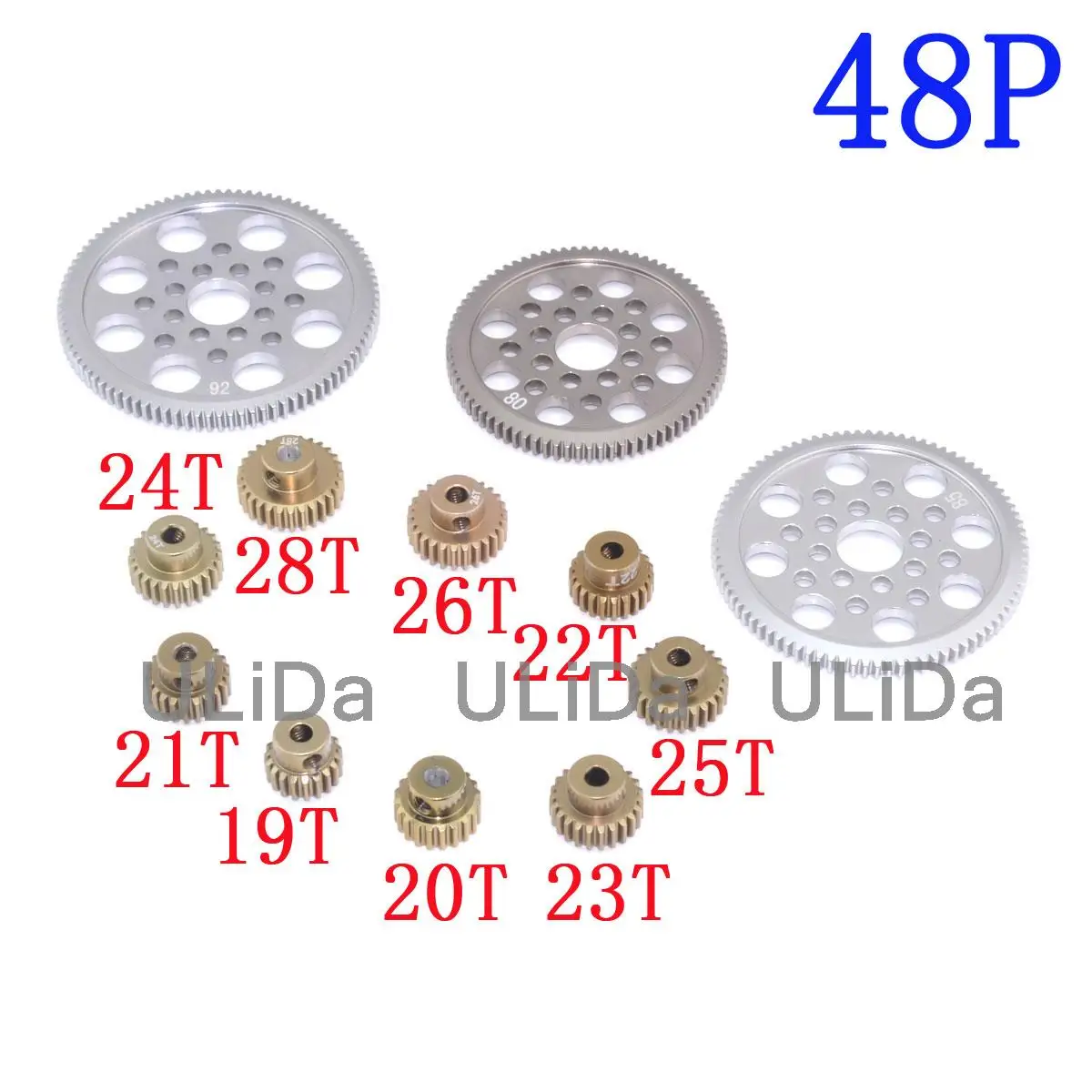 48P зубчатая передача 80T 85T 92T Шестерня двигателя 18T 19T 20T 21T 22T 24T 26T 28T 33T для 1/10 RC