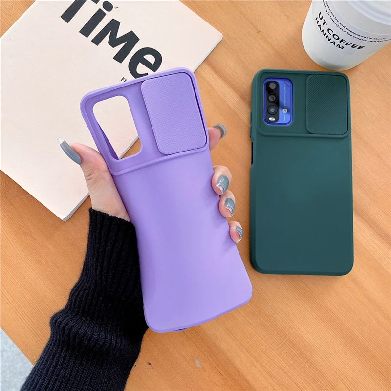 

Slide Camera Len Silicone Protection Phone Case For Xiaomi Redmi Note 10 Pro Max 9 10S 9S 9T Mi POCO M3 X3 NFC 11 Ultra 10T Lite