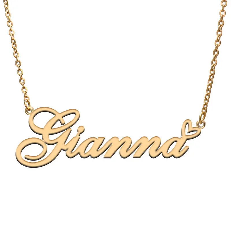 

Love Heart Gianna Name Necklace for Women Stainless Steel Gold & Silver Nameplate Pendant Femme Mother Child Girls Gift