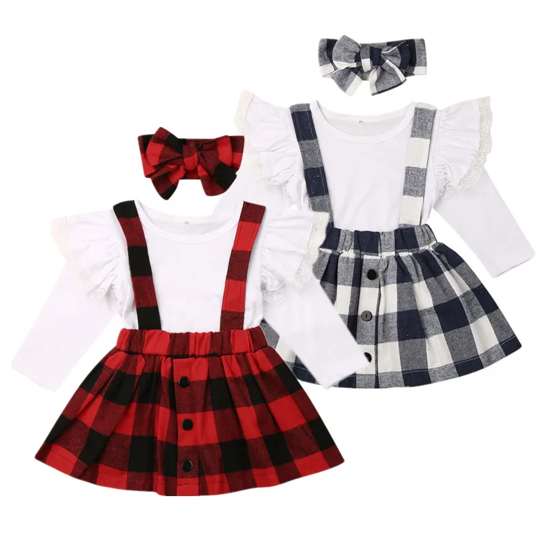 Рождественский комплект одежды для маленьких девочек кружевной топ принцессы +