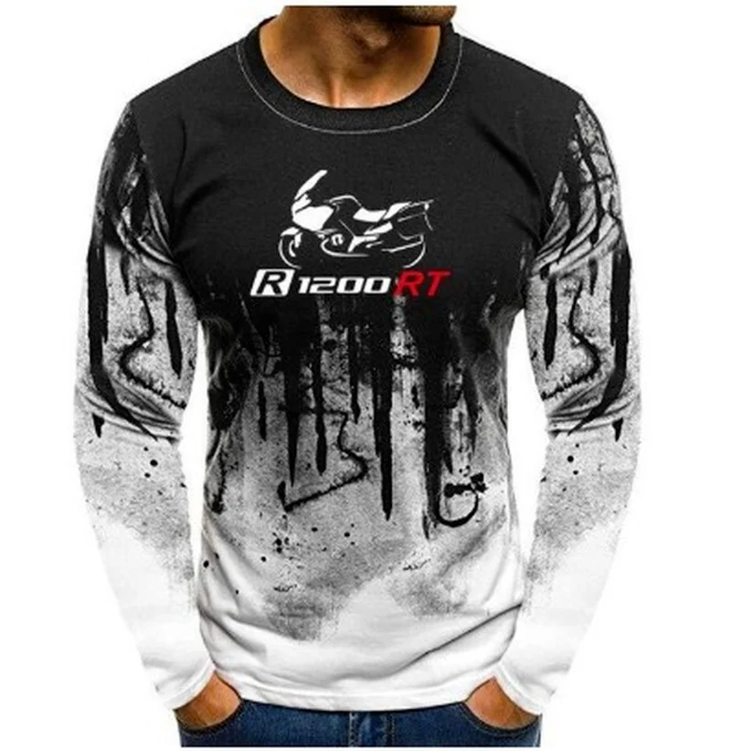 

NEW Men tshirt ADVENTURE GS R1200 RT Print Simple Gradient Color Long-Sleeve T-Shirt Chic Slim Round Neck Tops Autumn