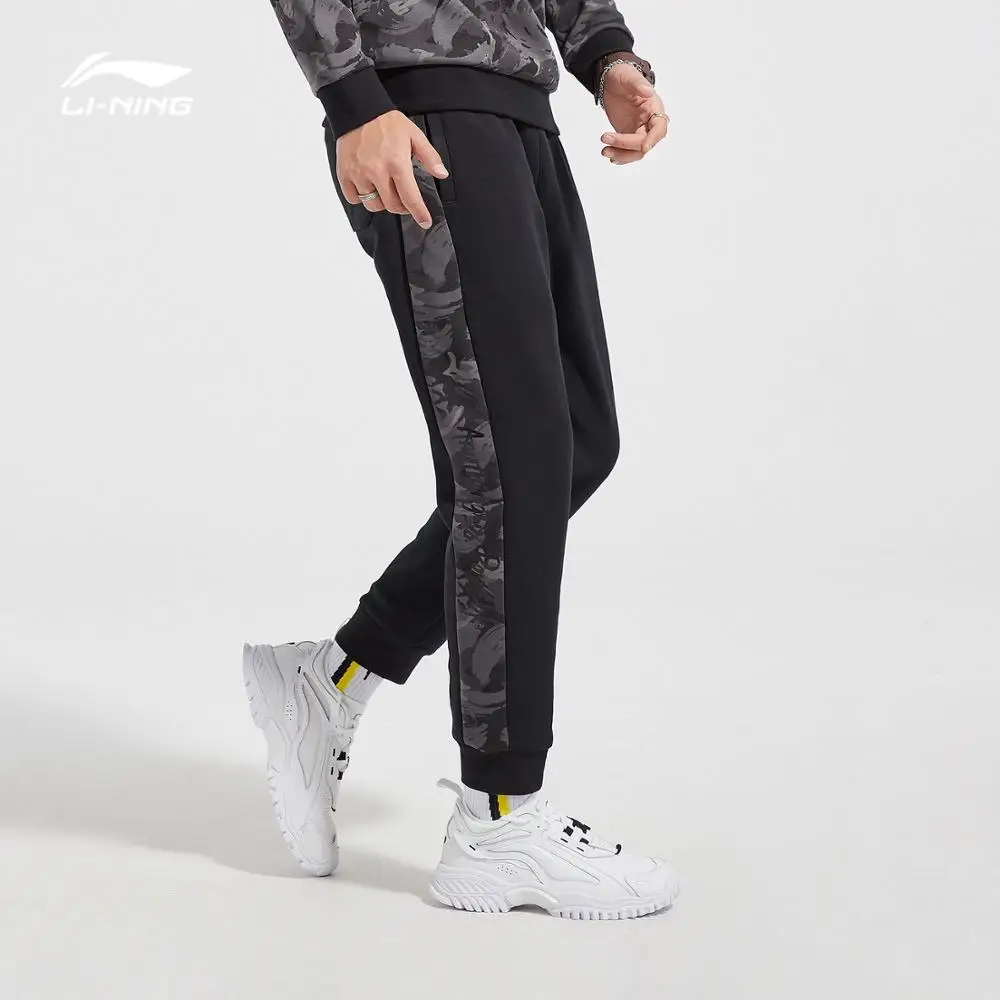 Li-Ning, мужские трендовые спортивные штаны, 66% хлопок, 34% полиэстер, обычная посадка, Удобная подкладка, спортивные штаны, брюки AKLN885 COND18