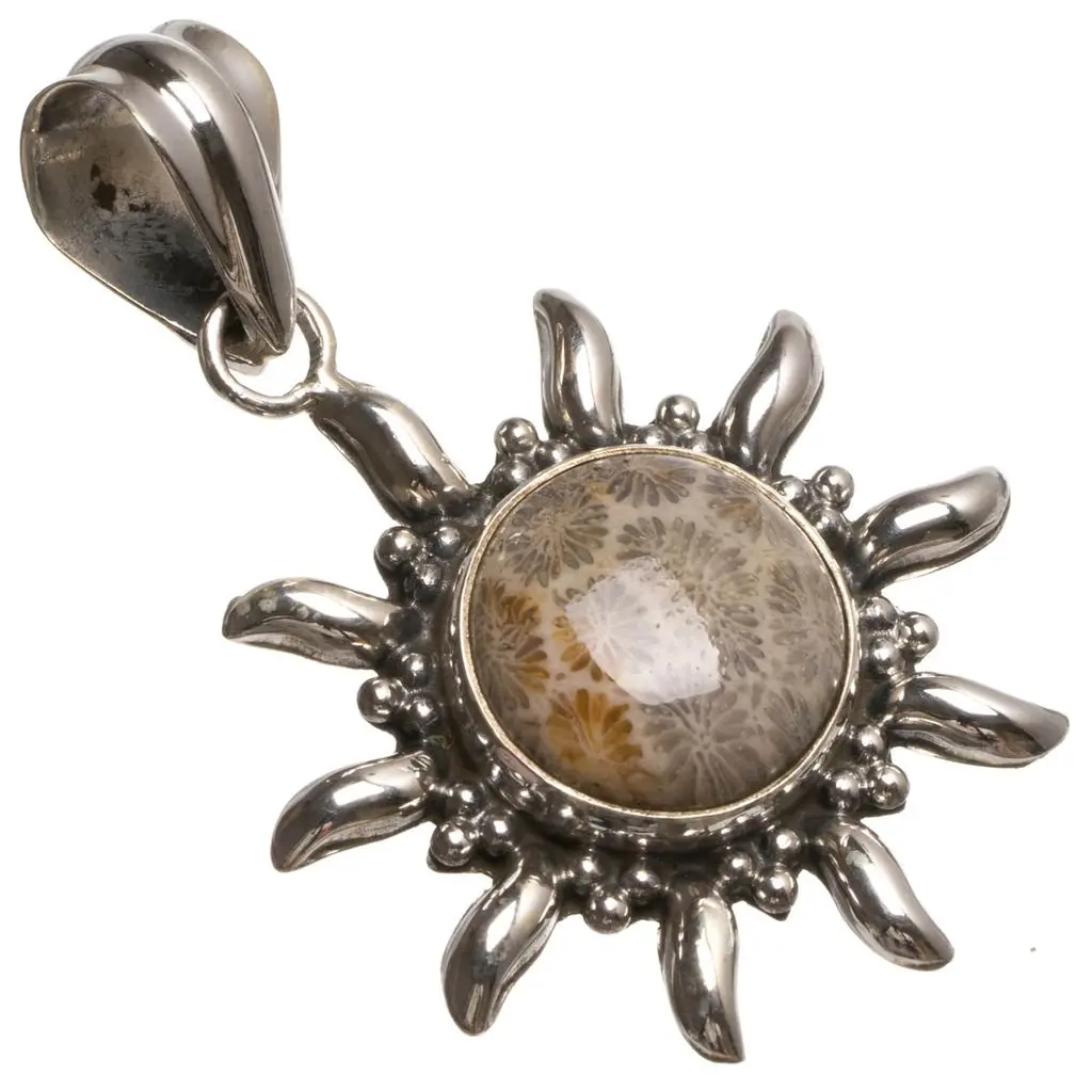 Подвеска из серебра 925 пробы ручной работы Натуральный Коралл T0466 1/2 дюйма |