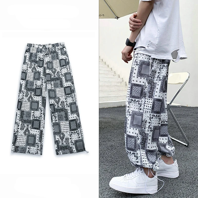 

Streetwear summer joggers men printing lightweight harajuku men trousers harrem women's pants