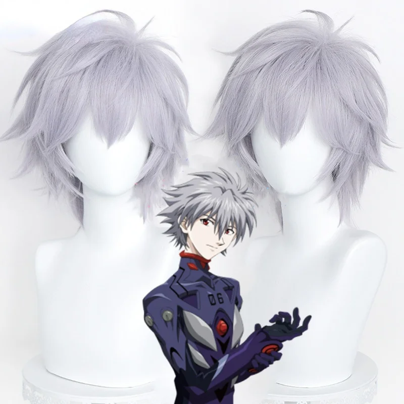 

Парик для косплея Kaworu Nagisa из ЭВА 37 см, термостойкие синтетические волосы для косплея аниме, Хэллоуин
