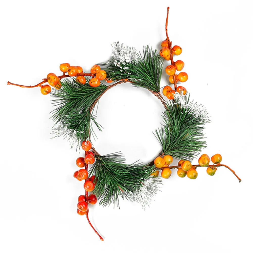 

1Pc Christmas Garland With Pine Needles Berry Flower Ring Door Hanging Decoration Christmas Decoration Natale
