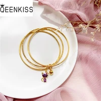 qeenkiss bt5277 fine jewelry wholesale fashion woman girlbride birthday wedding gift bell fox zircon 24kt gold bracelet bangle