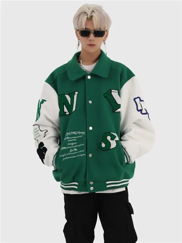 

2021 wild couple jacket tide ins autumn new color matching embroidery baseball uniform jacket