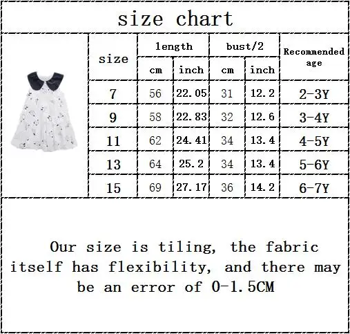 

Kids Baby Girls Summers Sleeveless Peter Pan Collar Knee-length Dress Toddler Children Thin Cool Clothes 2-7Y