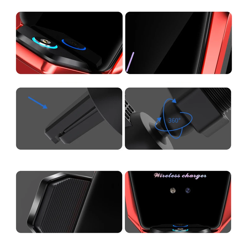 

Automatic Clamping Car Wireless Charger Universal Phone Holder Air Vent Phone Stand QI Fast Charging