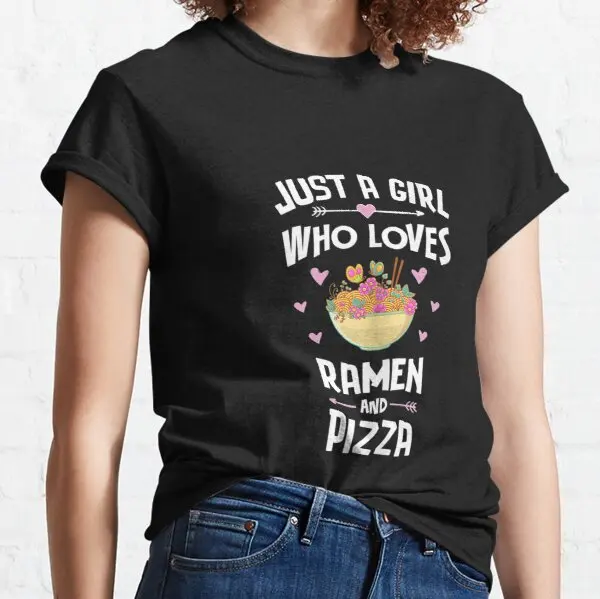 Японская рамен и пицца кавайная аниме майка для девочек женщин милая рубашка